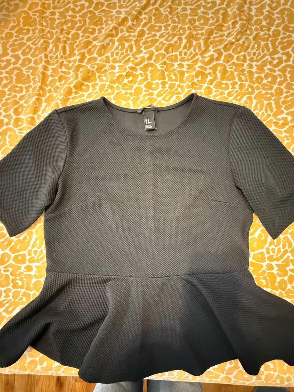 H&M Women’s Black Peplum Short Sleeve Top